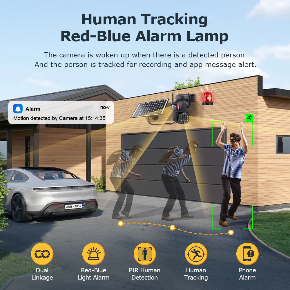 SHIWOJIA 6K 12MP 4G Solar Camera 36X Zoom DualLens Recording Humanoid Tracking Outdoor WIFI Camera Metal Waterproof CCTV 12000mA