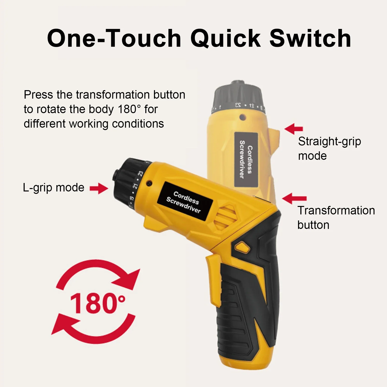 طقم مفك براغي كهربائي لاسلكي، مفك براغي 4 نان·م قابل لإعادة الشحن مع لقم قصيرة وطويلة، 23 إعداد عزم دوران، ضوء عمل LED