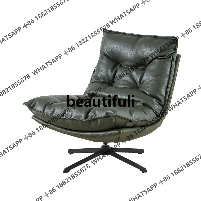 Minimalist 360 swivel single sofa living room balcony casual home light luxury high leather chair