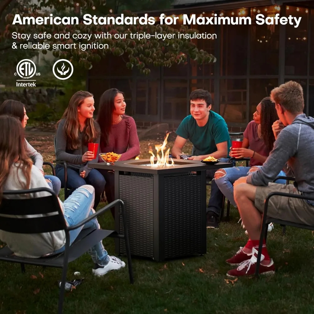 LEGACY HEATING Zeta 1 طاولة حفرة نار البروبان، 50,000 وحدة حرارية بريطانية في الهواء الطلق حفرة نار، 2 في 1 طاولة Firepit مع غطاء، Lava Rock، ETL Certifi #4