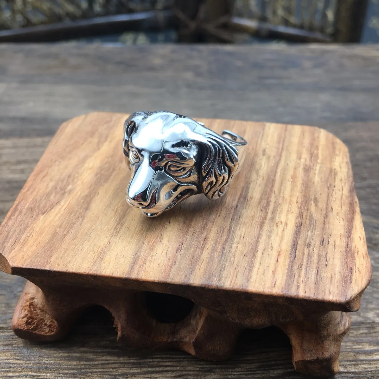 sterling silver handmade twelve Zodiac Chinese zodiac dog golden retriever ring personalized retro men's and women's puppy ring