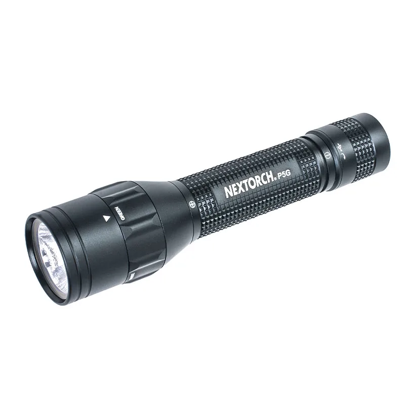 Nextorch P5G Rechargeable LED Tactical Flashlight, Proprietary White/Green Dual-light, 800 Lumens 18650 Battery, Dual Anti-shock