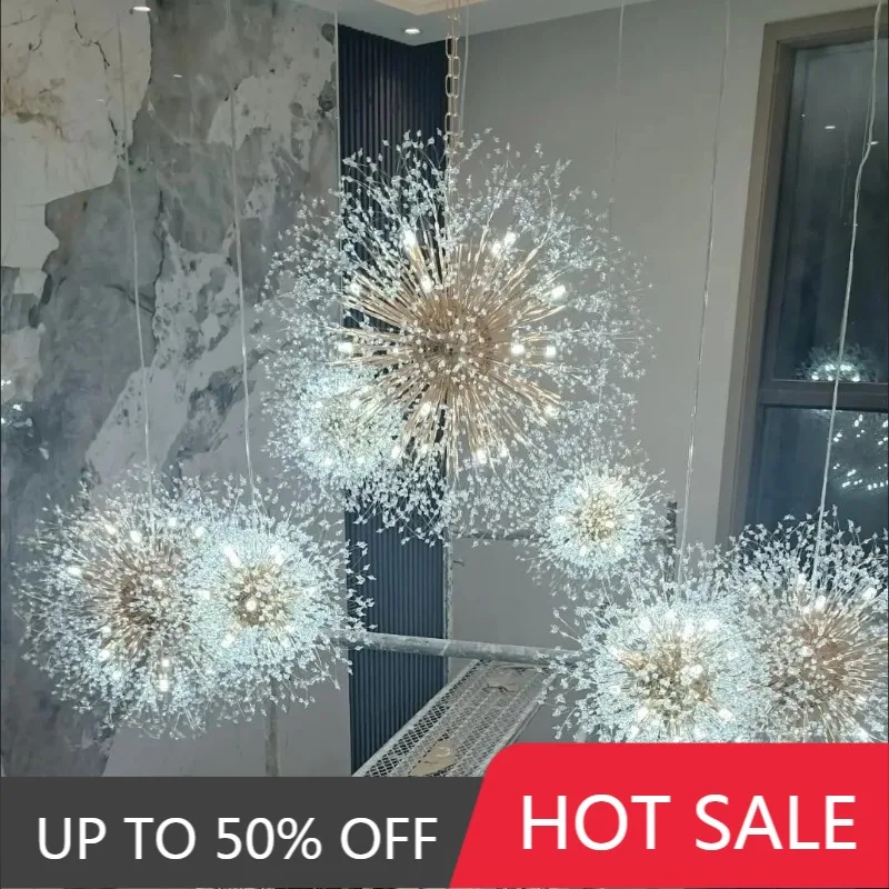 Spark Ball LED Chandelier Lighting Dandelion Chandeliers Dinning Room Living Room Bar Personality Creative Art Crystal Hanglamps