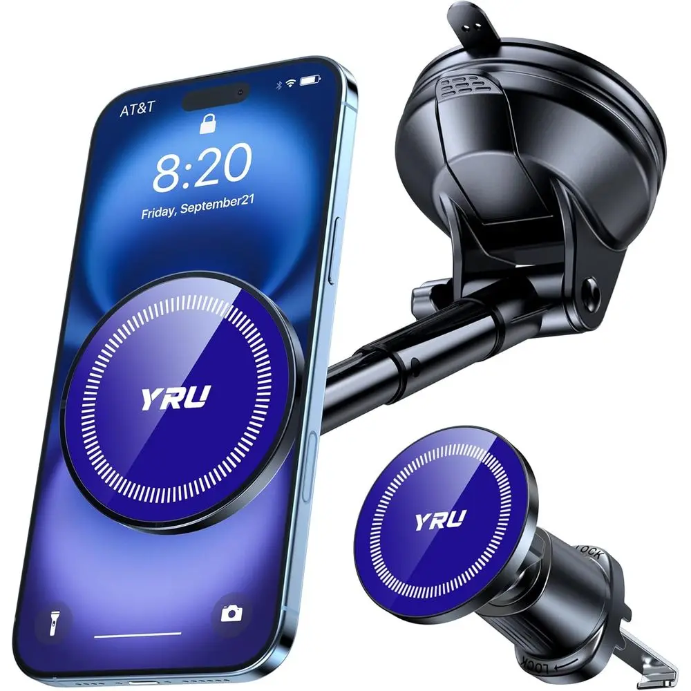 

Усовершенствованный магнитный держатель для телефона, автомобильное крепление, подставка на лобовое стекло для iPhone 17 16 15 14 13 12 Pro Max, светло-голубой