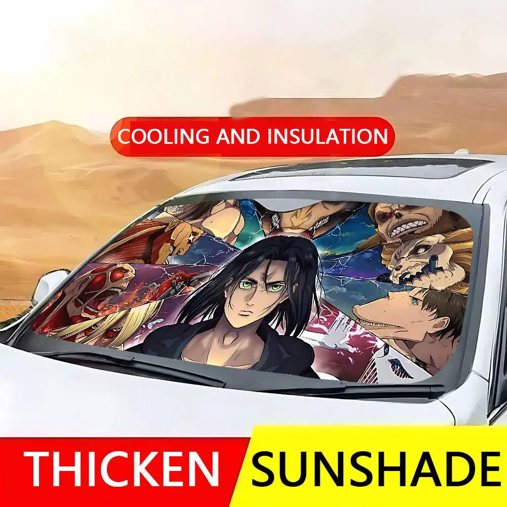 Аниме A-Attack On T-Titan, автомобильные солнцезащитные шторы, ветровое стекло, переднее окно 70x130 см, солнцезащитный козырек, солнечная защита, клетчатый подарок, новинка, автомобиль