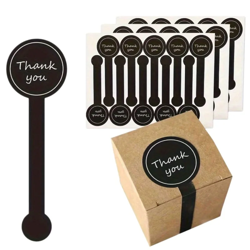 100pcs/pack Thank You Stickers Long Strip Sealing Labels Round Packaging Stickers for Gift Box Bakery Candy Package Decor