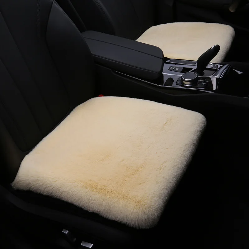 Car Winter Plush Rabbit Hair Warm Thickened Wool Single Piece Square Cushion Backrest Three Piece Seat Cushion Cover Mat