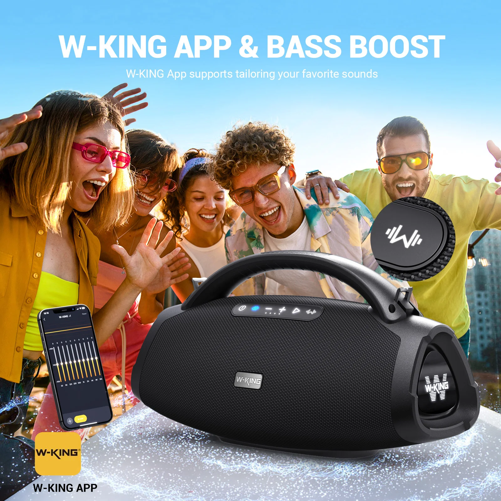 W-KING X20 ポータブルBluetoothスピーカー 200W IP67防水