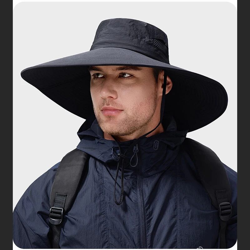 Big Head Size Men's Summer Bucket Hat Oversized Wide Brim UV Protection Sun Hat Outdoor Hiking Casual Beach Fisherman Cap
