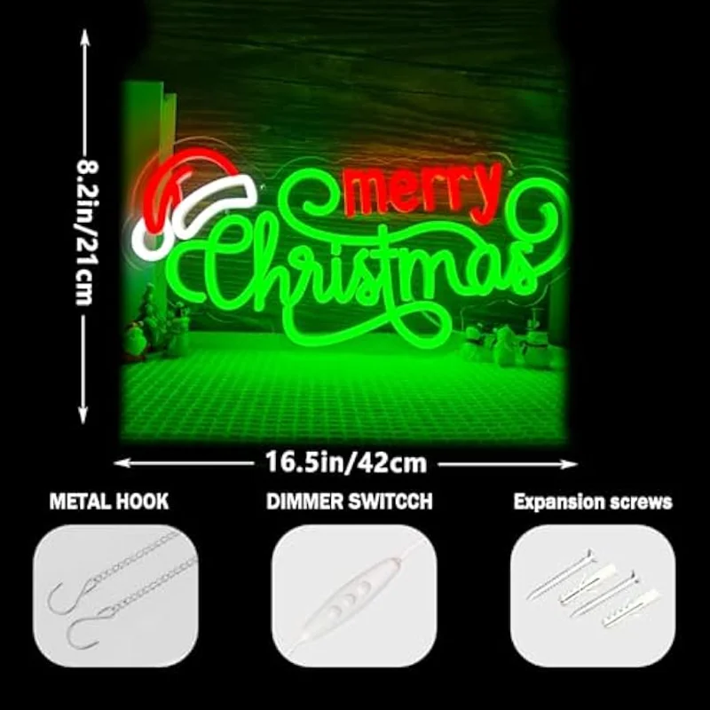 Merry Christmas Neon Sign for Wall Decor Perfect Parties  Bars Home Decorations and as a Gift for Family and Children