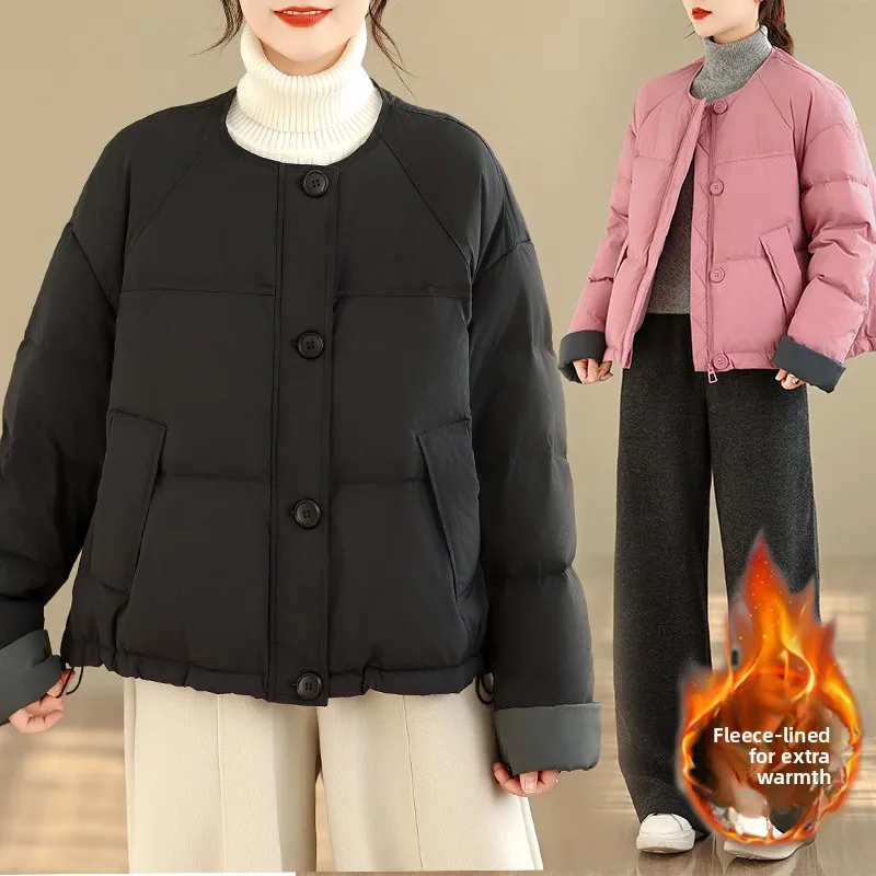 

Warm ort Thiened Cotton Jaet Sve Cuff Contrast Color Loose Fit Slimming Mommy Quali Pure Color Good Quali Cotton...