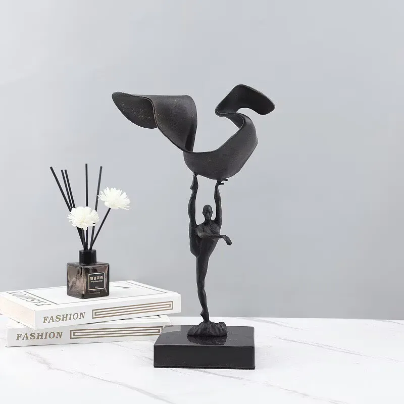 Room Decor Abstract Character Statues Modern Geometry Cast Iron Ribbon Gymnastics Character Decoration Ornaments Living Room Dec