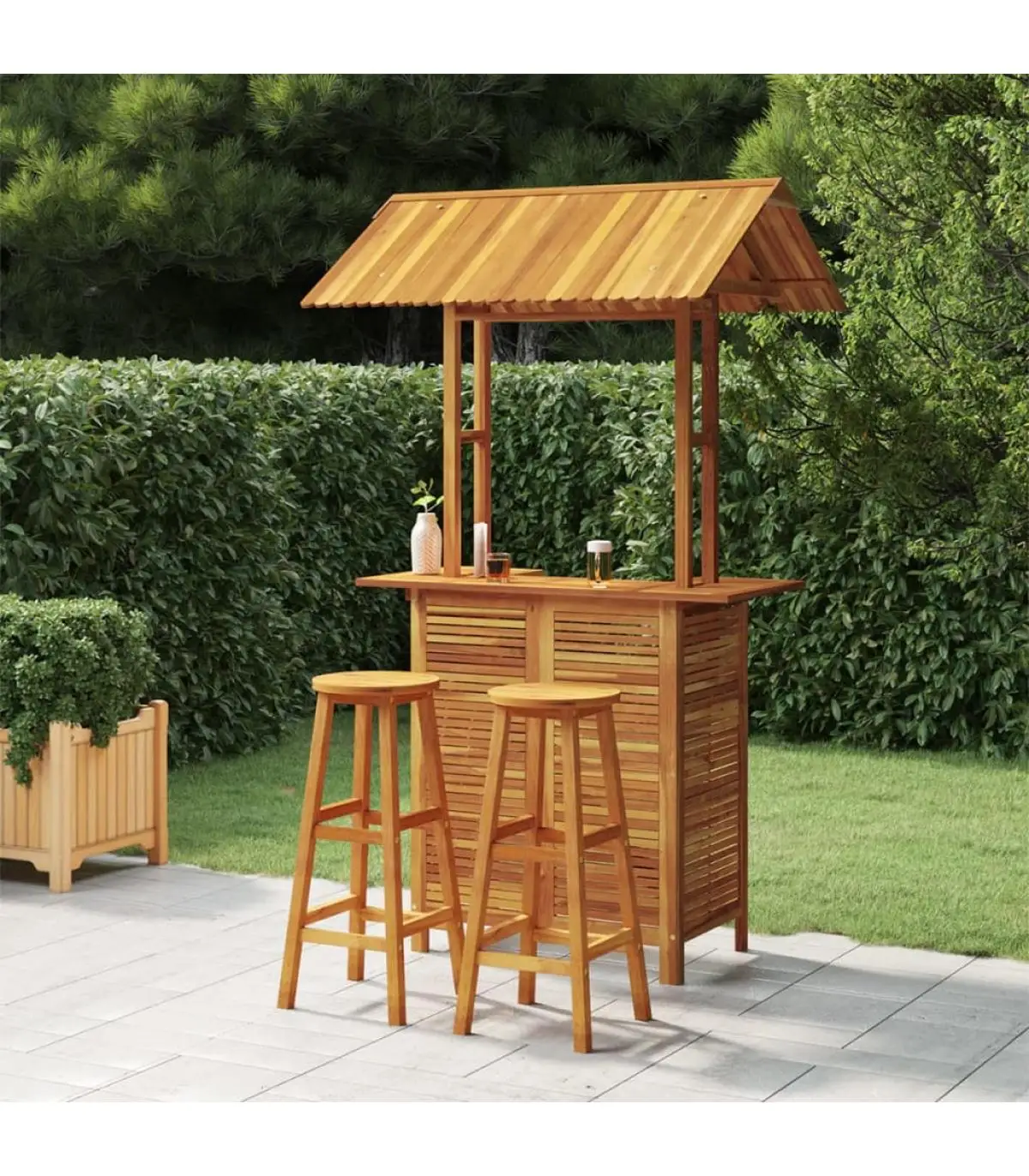 Garden sets garden bar furniture set 3 pieces acacia solid wood