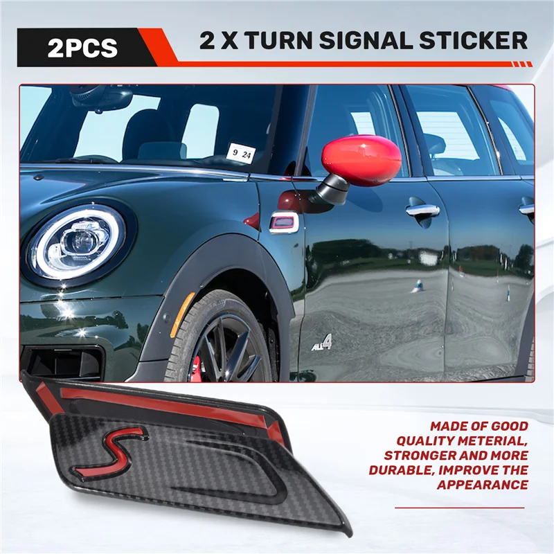 

2Pcs Car Carbon Fiber Side Turn Signal Cover Trim Fender Sticker Decoration For MINI Cooper Clubman 2022-M54K