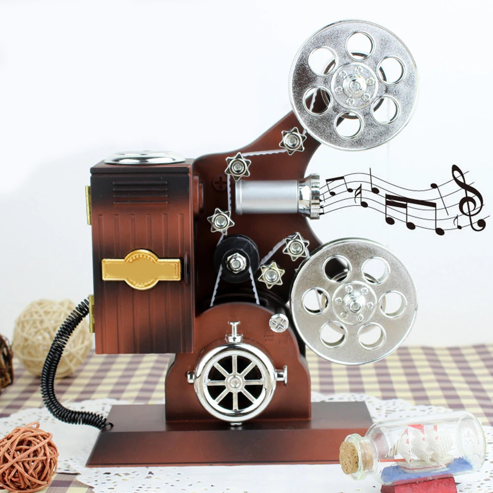 

1pc Retro Movie Projector Music Box Vintage Storage Decorative Gift For Kids Desktop Creative Environmental Protection No