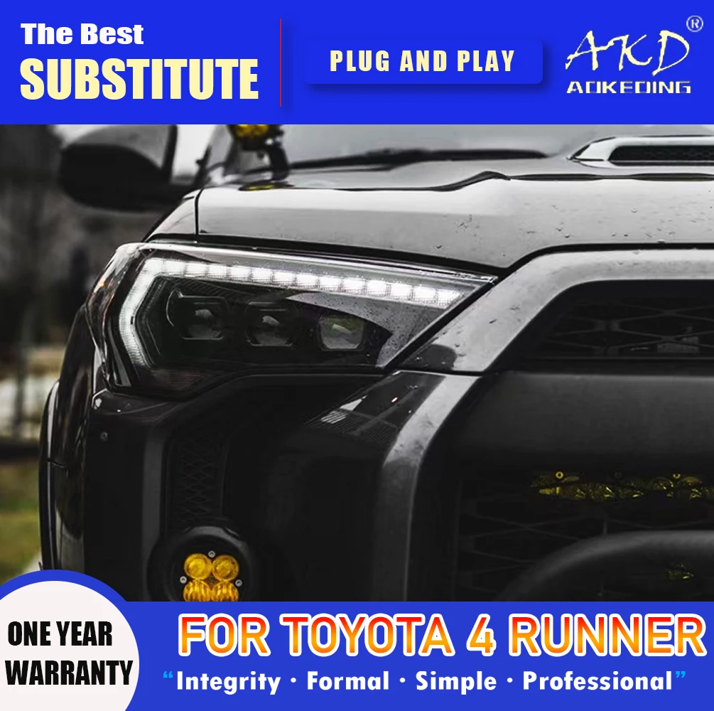 AKD-faros delanteros LED para Toyota 4runner, focos DRL, señal de giro, haz alto, Ojo de Ángel, lente de proyector, 2013-2019