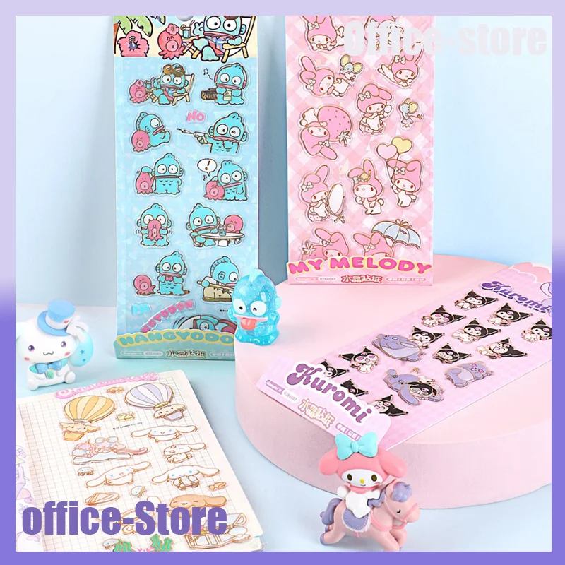 

20 шт. Sanrio канцелярские наклейки мультфильм Kuromi Melody Cinnamoroll Sanrio хрустальные офисные наклейки студент Diy водонепроницаемые наклейки