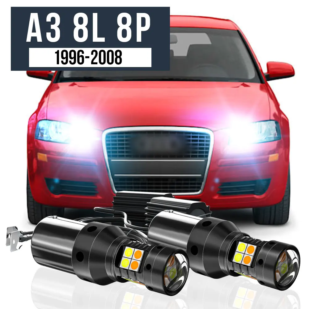 

2pcs LED Dual Mode Turn Signal+Daytime Running Light Blub DRL Canbus Accessories For Audi A3 8L 8P 1996-2008 2004 2005 2006 2007