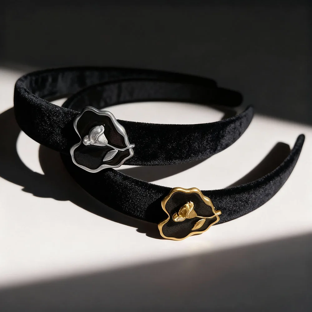 

2pc Beauty Flower Heart Velvet Headwear Women Elegant Headband Girls Bands Vintage Hairband Hoop for Hair Accessories