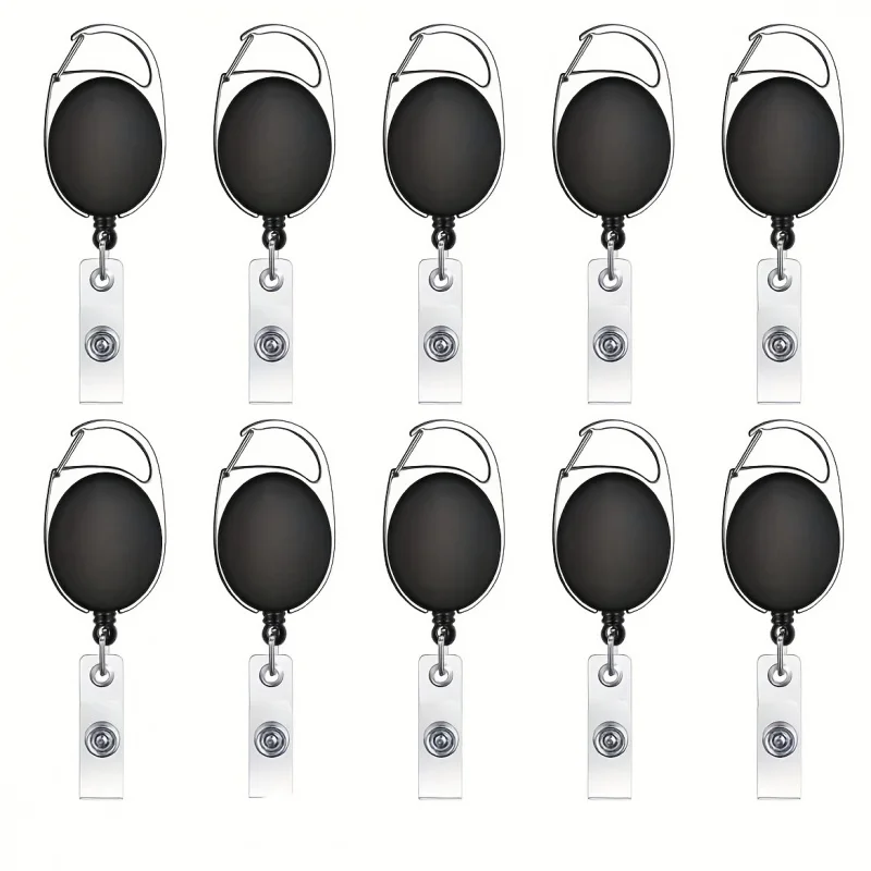 8pcs Retractable Badge Clip ID Card Holder Badge Reel Outdoor Keychain Button Reel Clip