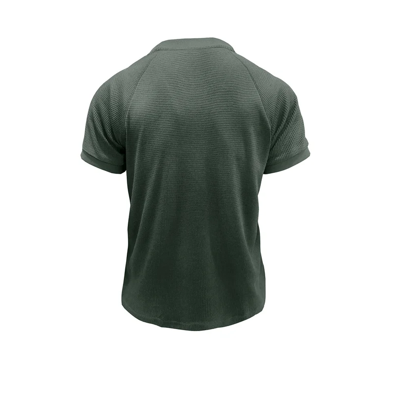 

ABRT-Men T-Shirts Short Sleeve Waffle Knit Shirts Solid Crew Neck Tshirts Casual Summer Pullover Tees