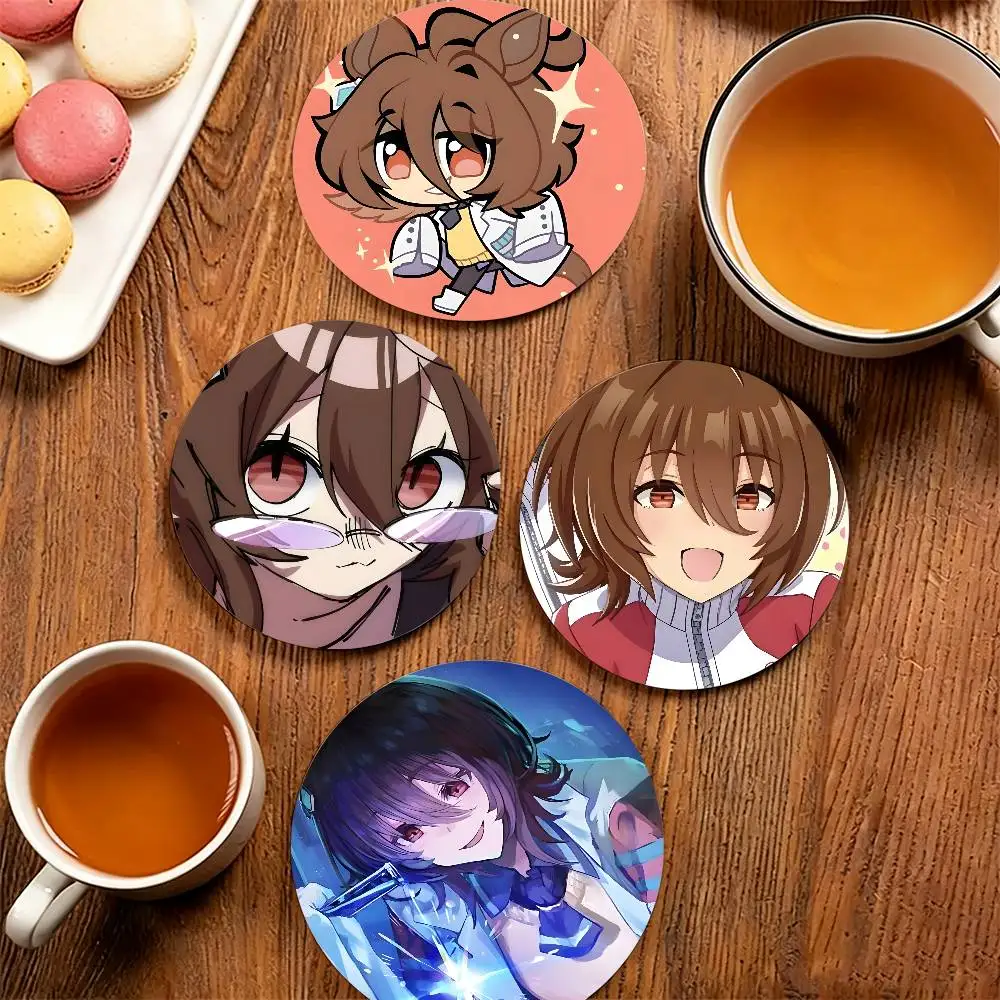 A-Agnes Tachyon P-Pretty Derby Round Wooden Coaster Decorative Coffee Cup for Use in Coffee Shops Bars