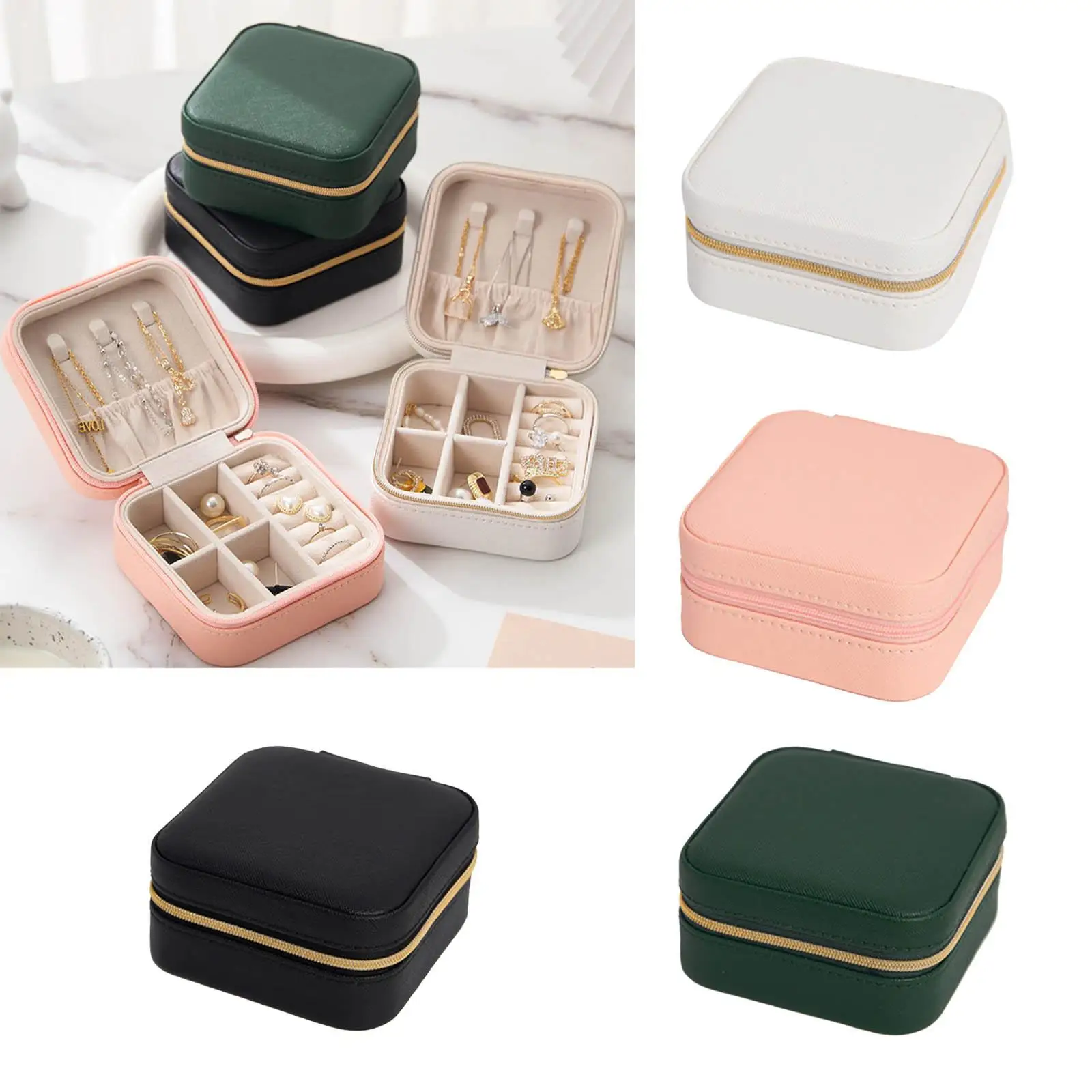 Travel Jewelry Box Display Storage Organizer Case with Removable Dividers