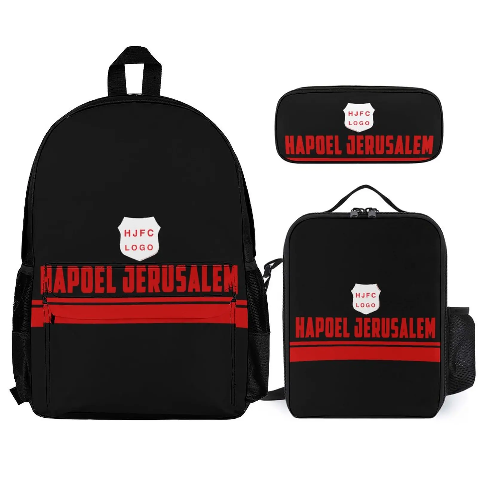 

Hapoel Jerusalem FC Student School Bag Pencil Case Three-Piece Set With Lunch Tote Bag And Pencil Bag Backpack