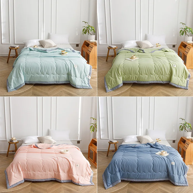 

A-Class Solid Color Washed Cotton and Hemp Summer Quilt Gift Summer Cool Quilt Air Conditioning Blanket 침대 Summer Quilt