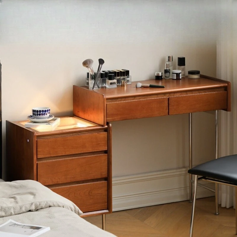 

Solid wood dresser, bedroom retro simple cherry wood bedside chest, bedside table integrated