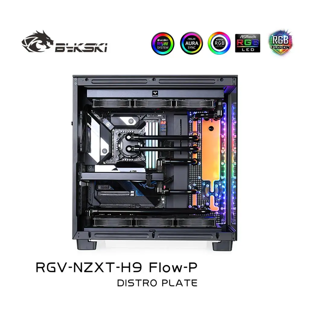 Imagem -05 - Bykski-resfriamento a Água Rgb Reservatório Tanque Distro Placa para Nzxt h9 Fiow-p Rgv-nzxt-h9 Fiow-p