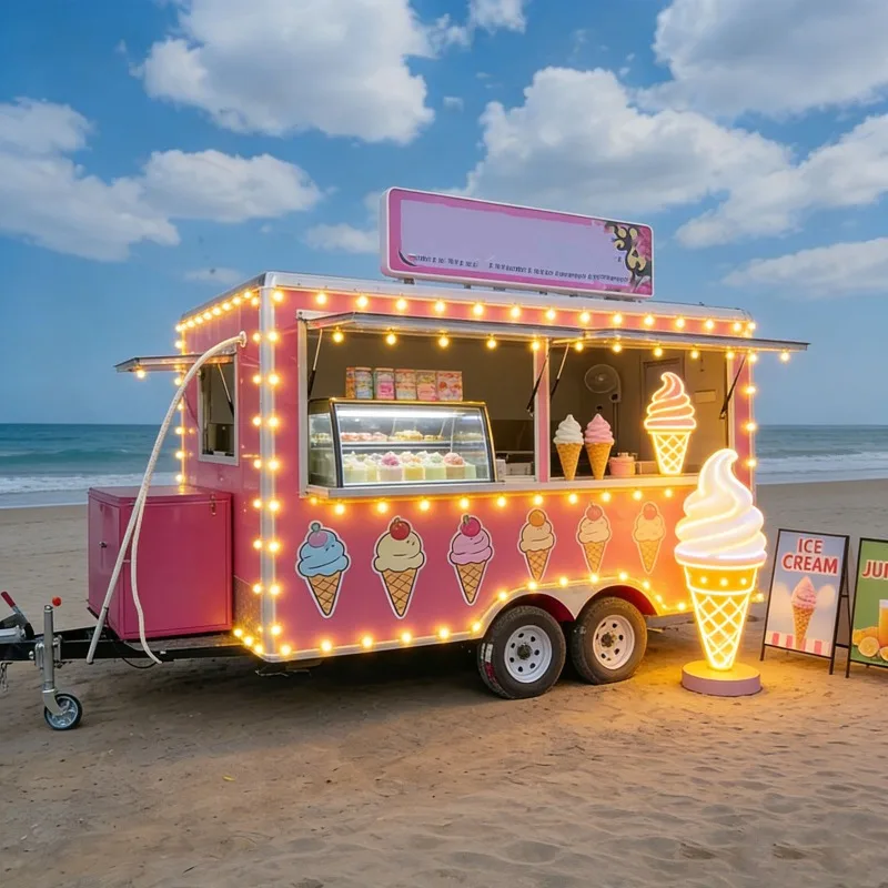 Catering Trailer Food Truck Mobile Food Trailer with Dessert Bar Beverage Counter for Food Service