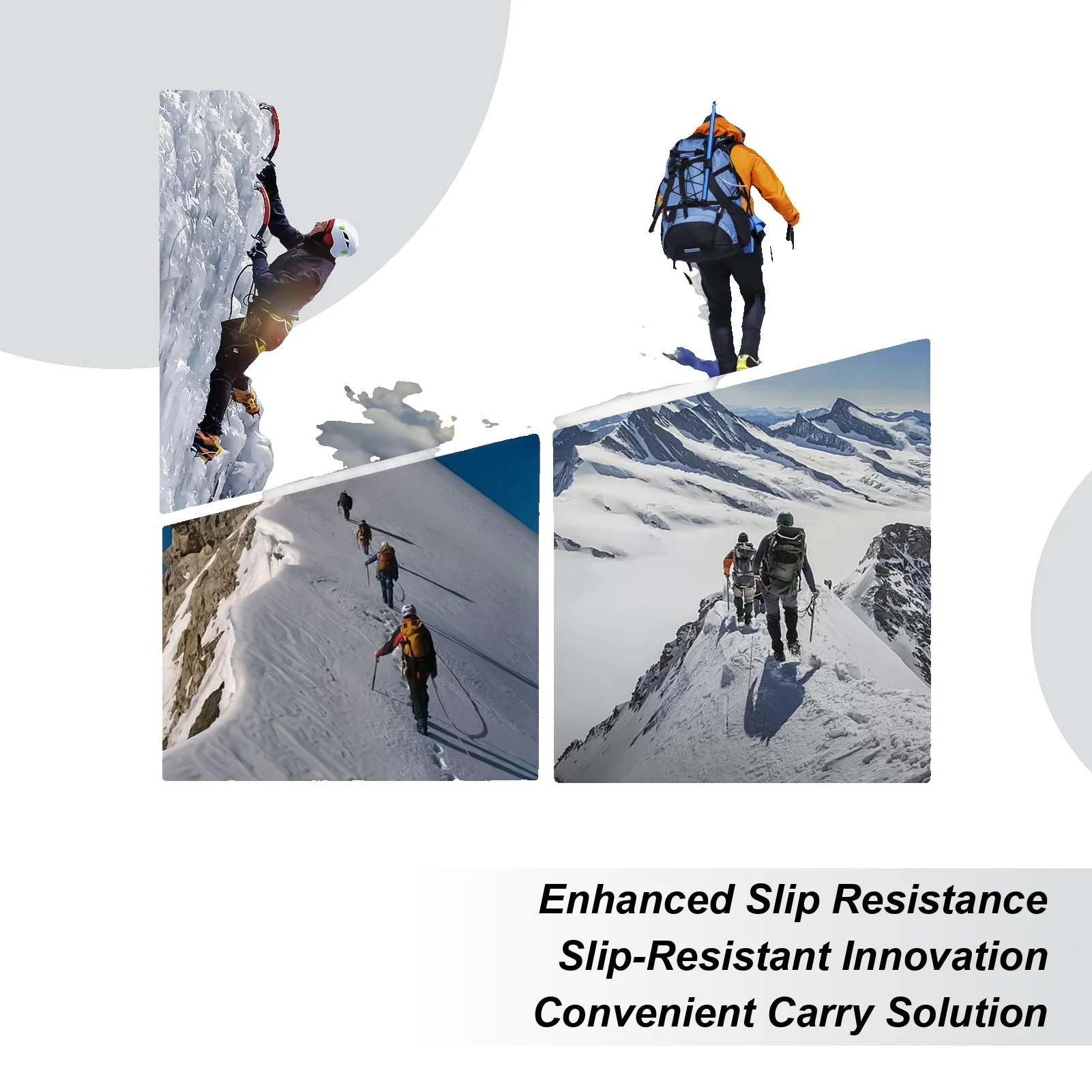 Ice Grips For Shoes Anti-Slip Snow Traction Grippers Ice Traction Cleats For Hiking Climbing Fishing Walking Mountaineering