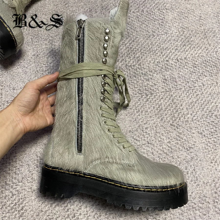 Gray Fur Goodyear Sewing exclusive Real Leather High Top Quality Tooling High Trainer Sneakers Boots