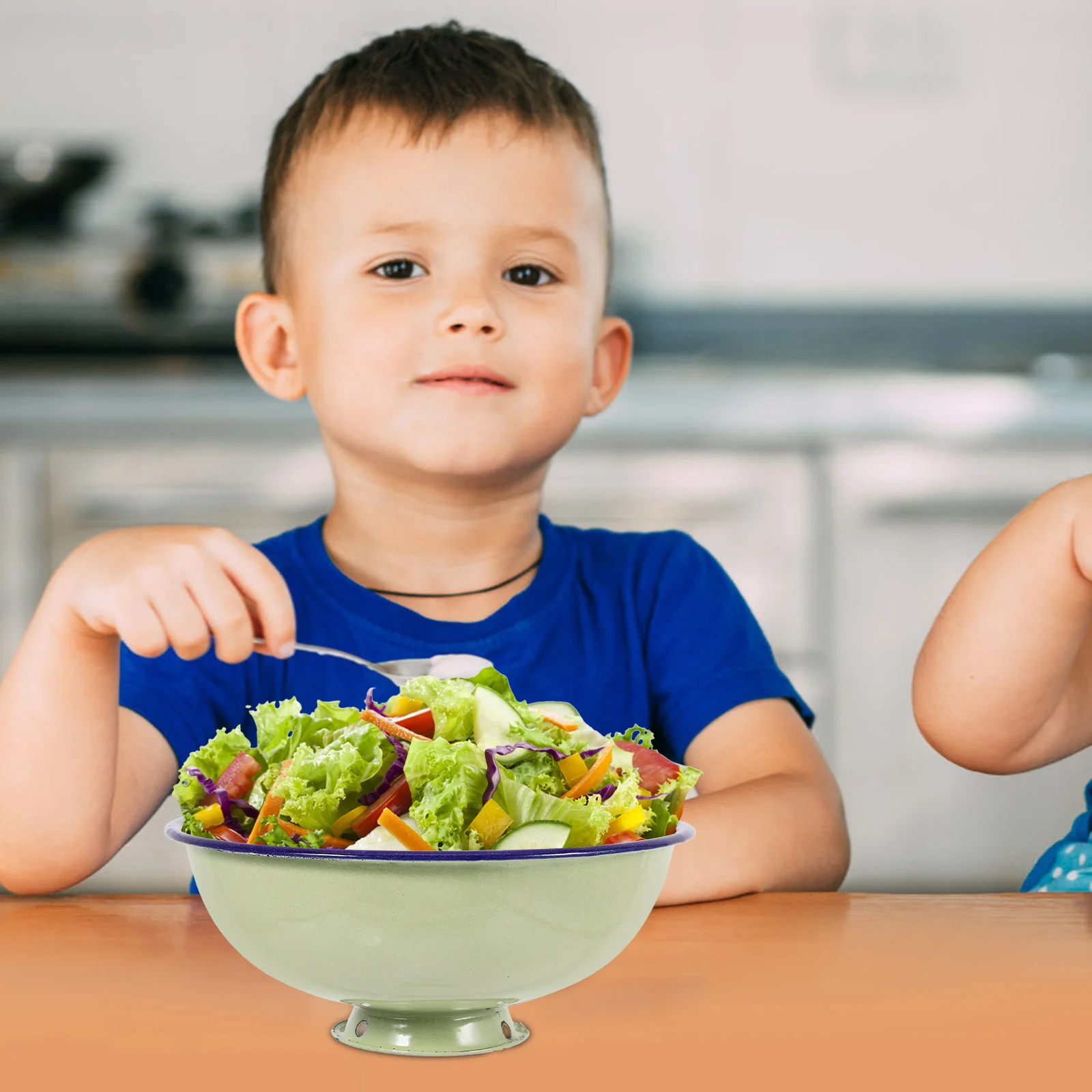 

Large Vintage Enamel Bowl Thickened Deepened Capacity Serving Family Meals Salad Noodles Enamelware Bowl Enamelware