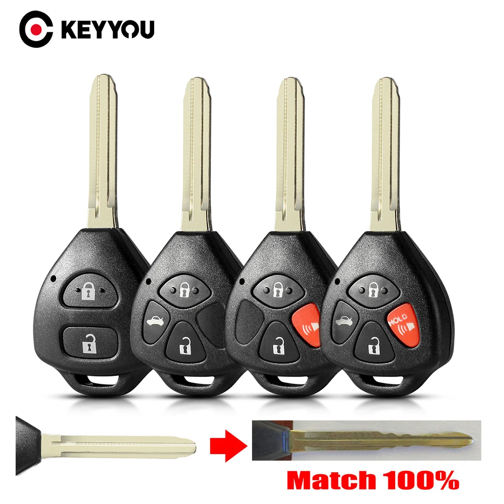 

KEYYOU с режущей службы, чехол для автомобильного ключа для Toyota Camry Avalon Corolla Matrix RAV4 Venza Yaris, 2/3/4 кнопки, дистанционный ключ
