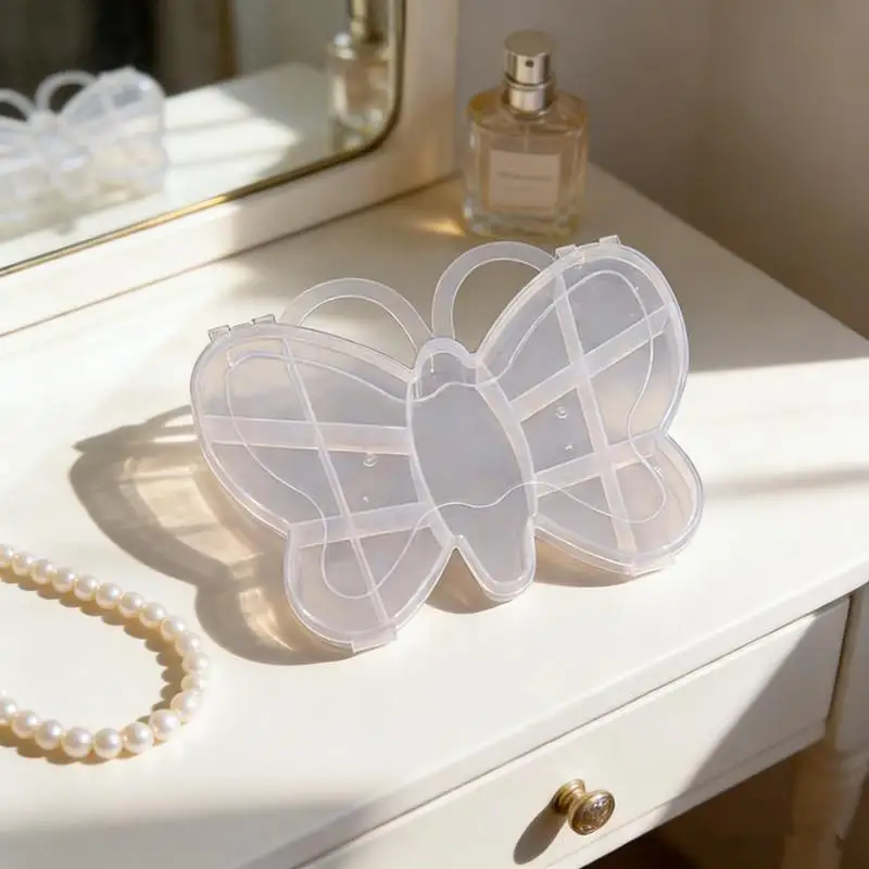 Picture 5: 1pc Butterfly Plastic Bead Storage Containers 13 Compartments Clear Ear Stud Storage Box Rubber Band Box