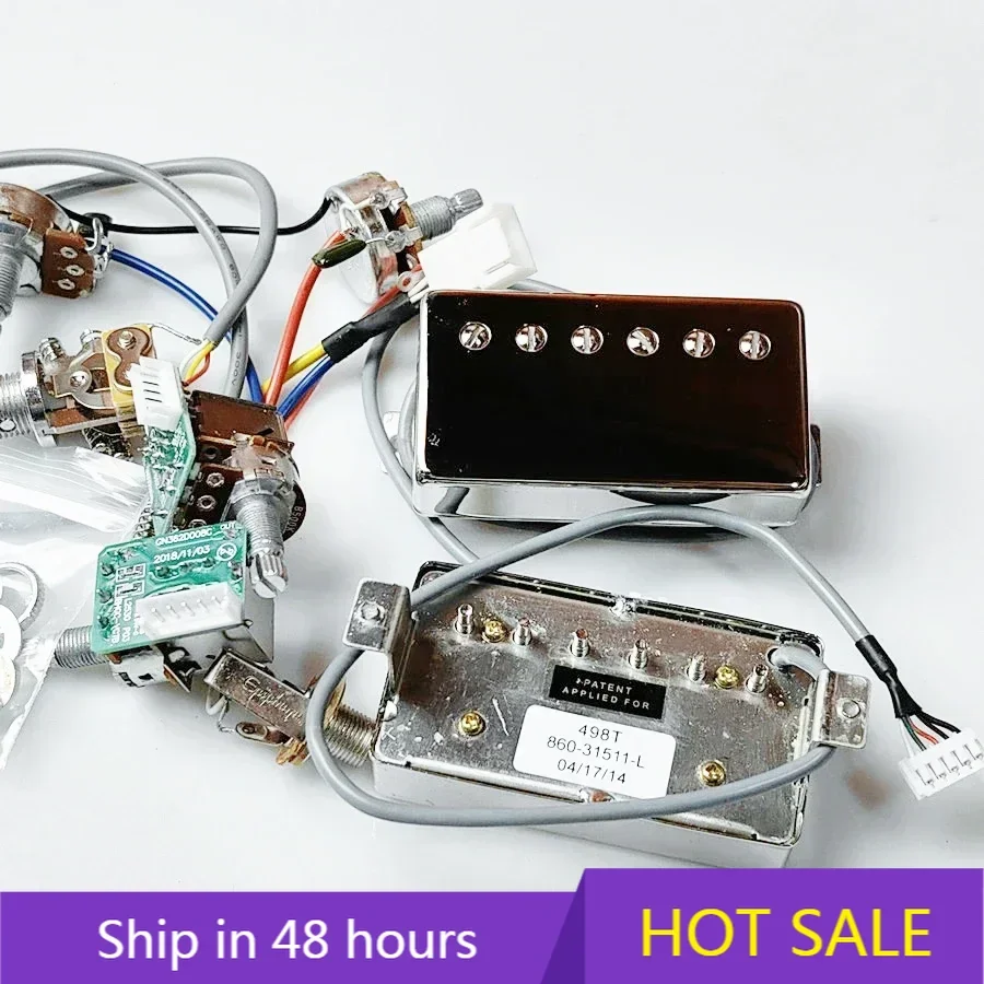 

Alnico V Guitar Humbucker Pickup 498R 498T Set Golden Cover with Pro Wiring Harness Quick Connectors