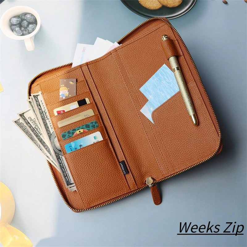 ox-knight-weeks-zip-cover-genuine-leather-lychee-grain-cowhide-journals-notebooks-for-planner-vintage-notepad-diary-stationery