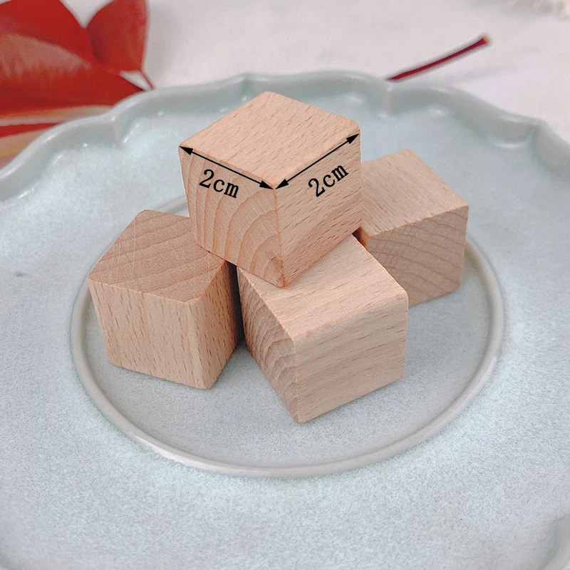 10Pcs/Set Natural Wooden Block 2x2cm Wood DIY Crafts for Children Solid Wooden Building Novelty Blocks Educational Toys