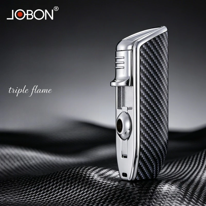 JOBON Metal High Firepower Three Flame Windproof Butane Gas Lighter Folding Cigar Diamond Cigar Special Lighters High End Gifts