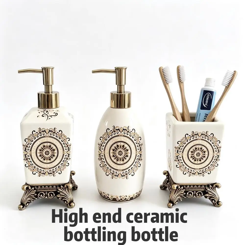 

Chinese Style Ceramic Lotion Bottle Vintage Portable Lotion Shampoo Water Bottling Household Soap Dispenser Bathroom Accessories