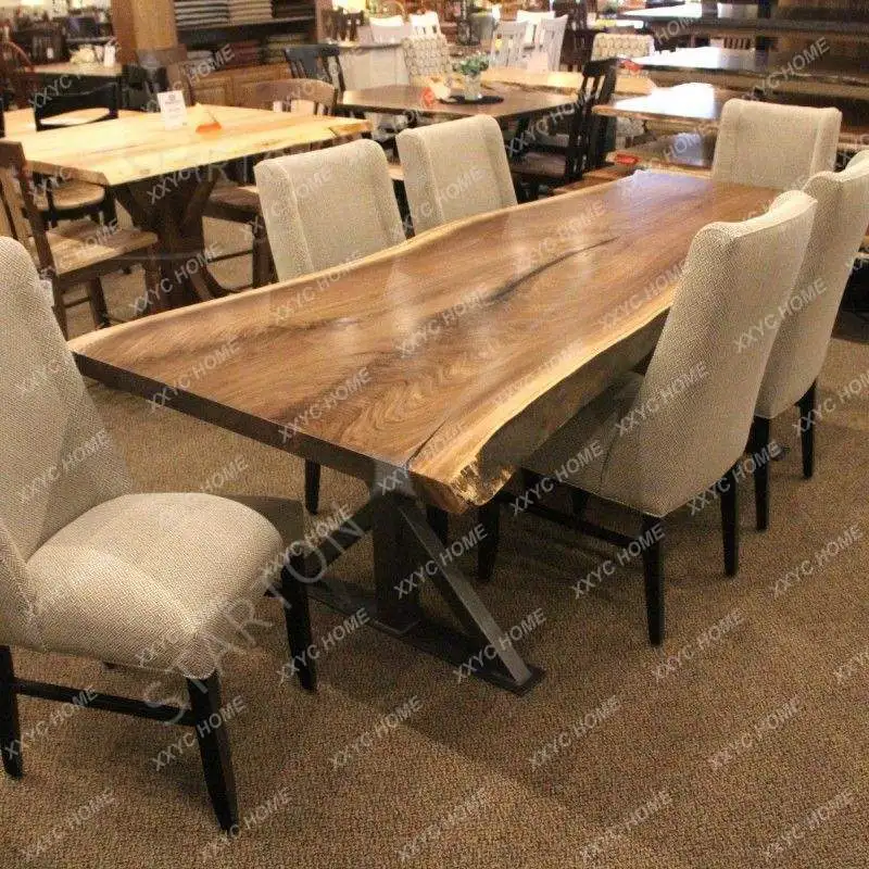 XX Solid Walnut Wood Slab Dining Table Large Live Edge Wood Slab for Restaurant Use Natural Wood with Conference Features