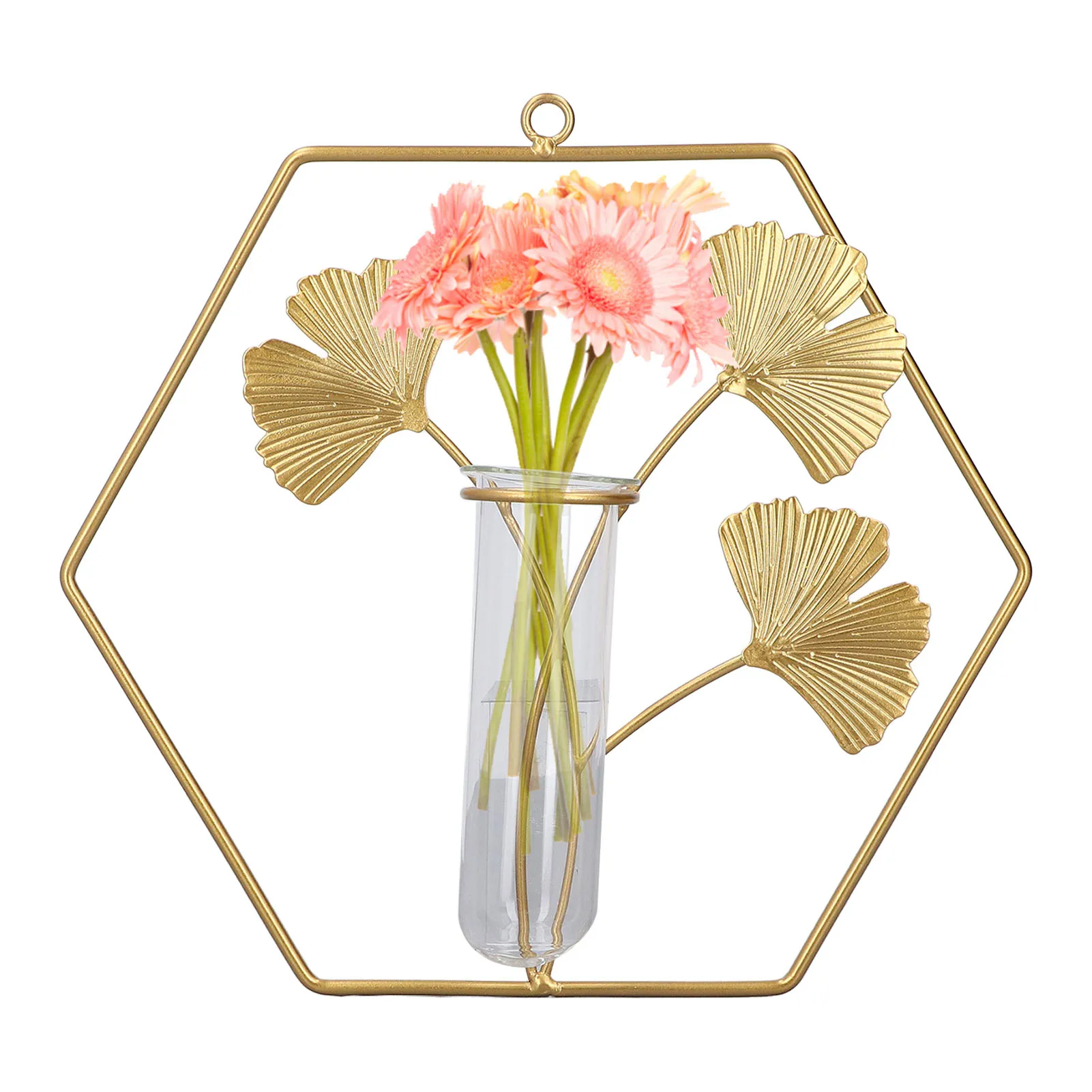 

Creative Ginkgo Leaf Hydroponic Vase Pendant Iron Art Wall Green Plants Ornaments Wedding Home Room Restaurant Layout Decoration