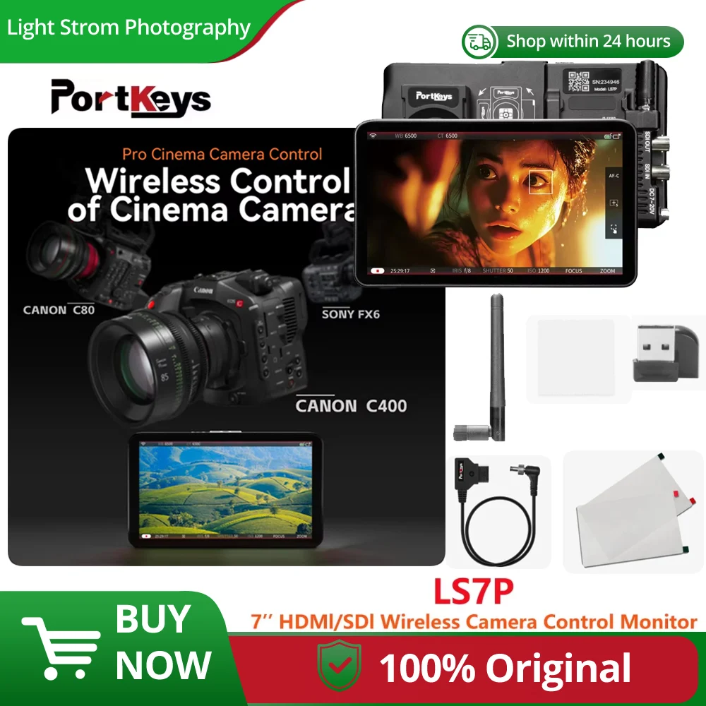 

Portkeys 7-inch LUT 1000NITS 1080P60 Output 4K INPUT 7-Meter Wireless Control LS7P HDMl/SDl Wireless Camera Control Monitor 3D