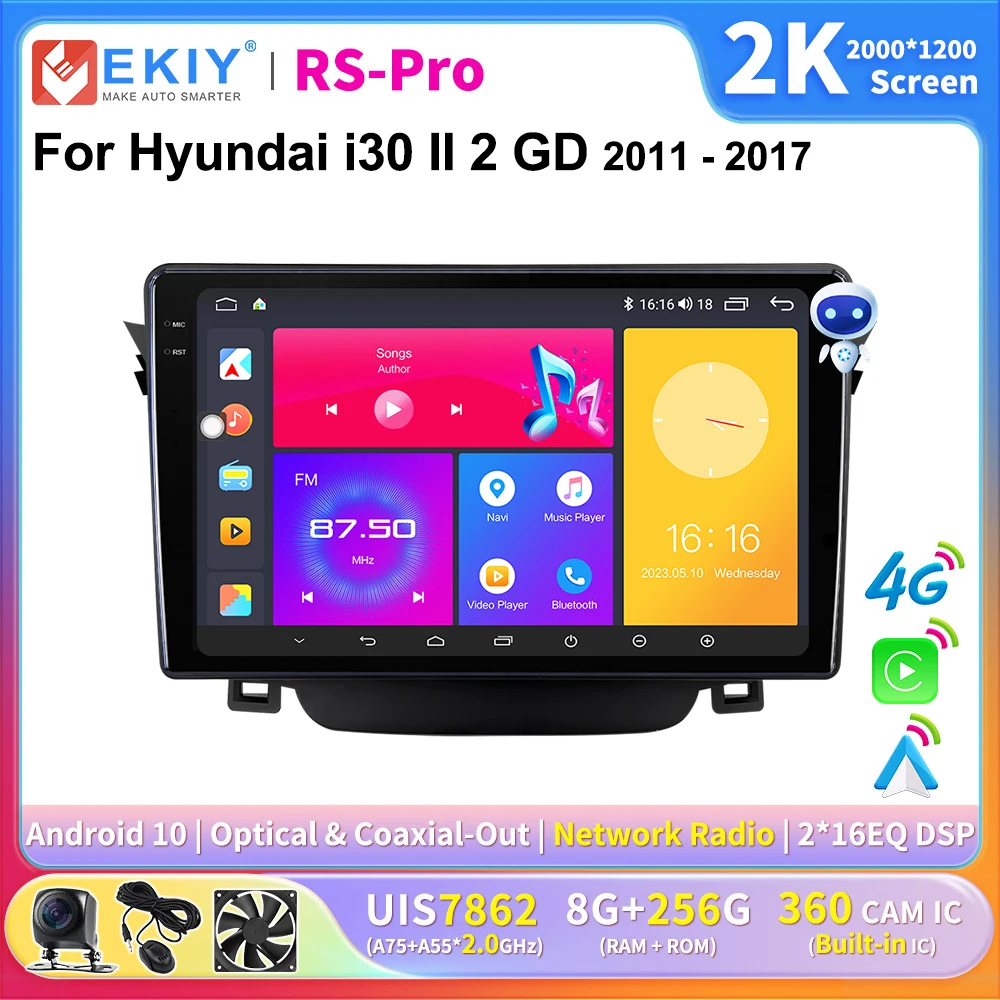 

EKIY 2K Screen CarPlay Radio For Hyundai i30 II 2 GD 2011 - 2017 Android Auto 4G Car Multimedia Player Stereo GPS Navi Ai Voice