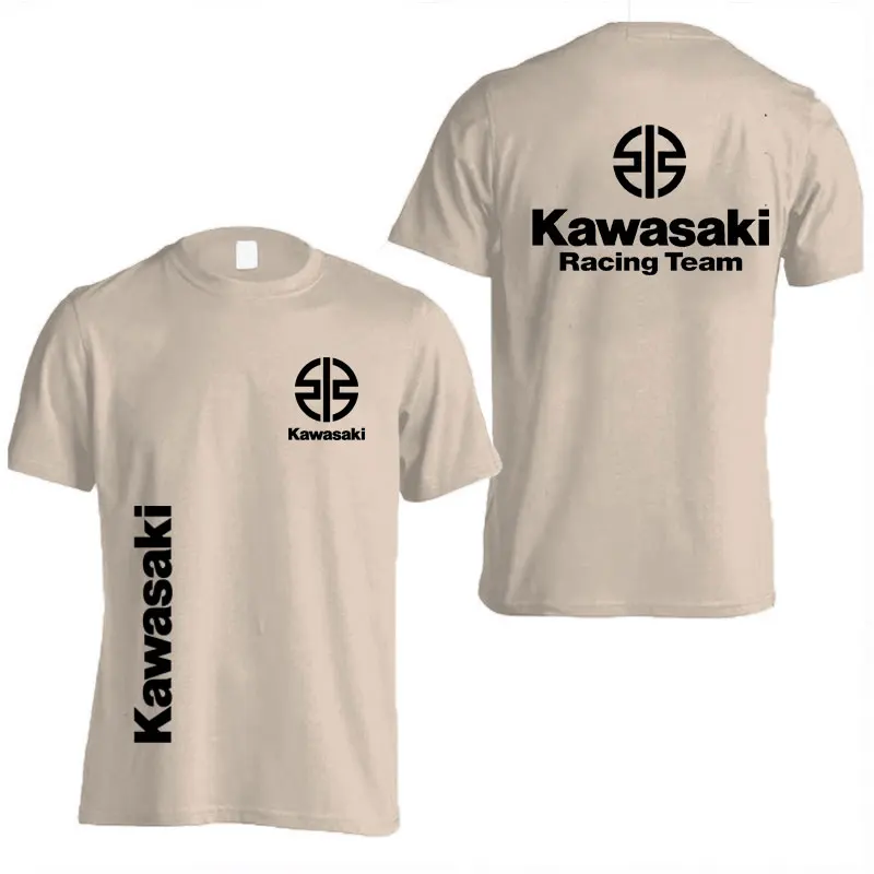 Kawasaki Logo Racing Team Men Summer T-shirt 100% Cotton White Women Tee Shirts 2024 New Fashion Sport Male Clothes Tops