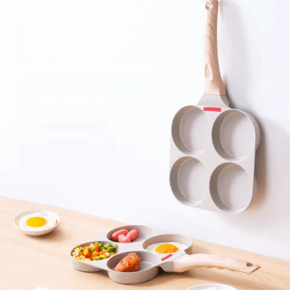 

New 4 Holes Non-Stick Pancake Pan Cooker Mold Omelet Egg Frying Pan Thickened Flat Bottom Pan Home Kitchen