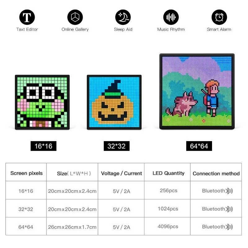 Smart RGB USB LED Matrix Pixel Display Panel Light Bluetooth App Programmable Anime Text Clock Graffiti Art Digital Screen Sign