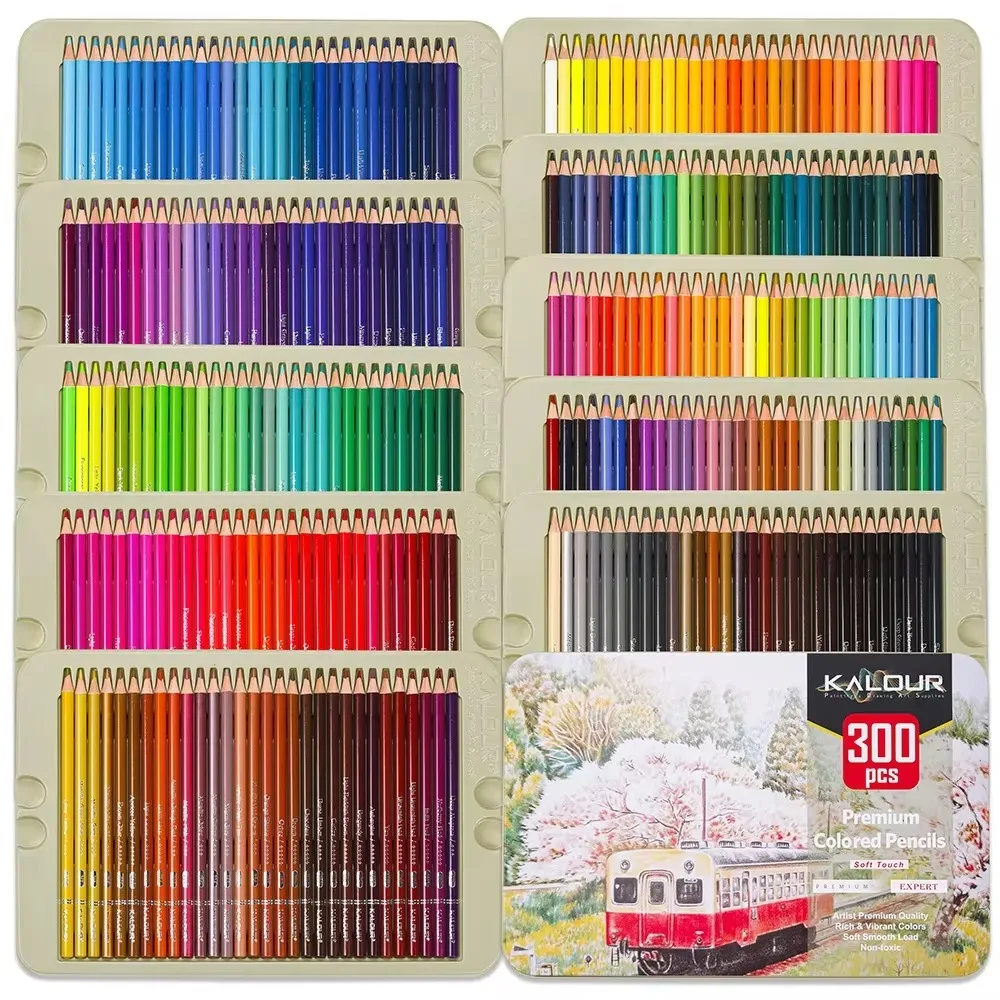 KALOUR 300-Farben-Profi-Buntstifte für Künstler, weicher Kern, ideal zum Zeichnen, Skizzieren, Schattieren, Malen, Graffiti-Bleistifte – Detail 4